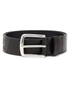 4 cm Ledergürtel mit eingeprägtem Logo - Gürtel - Herren - Schwarz