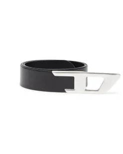 4 cm Ledergürtel mit Metallschnalle in D-Form - Gürtel - Unisex - Schwarz