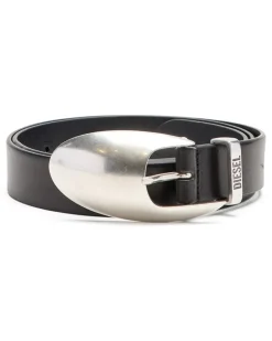 3 cm Ledergürtel mit skulpturaler Schnalle - Gürtel - Herren - Schwarz