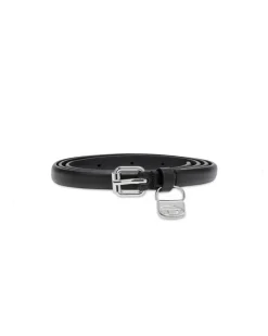1.4cm Schmaler Gürtel aus Leder mit 1DR Bag-Charm - Gürtel - Damen - Schwarz
