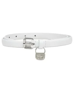 1.4cm Schmaler Gürtel aus Leder mit 1DR Bag-Charm - Gürtel - Damen - Weiss