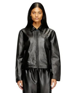 Coachjacke aus Leder - Lederjacken - Damen - Schwarz