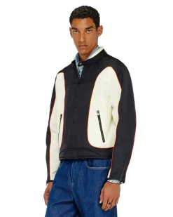 Colour-Block-Biker-Jacke mit Paspelierung - Jacken - Herren - Bunt