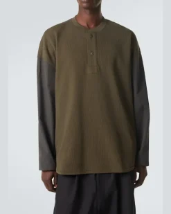 Comme des Garçons Homme Henley-Top aus Baumwoll-Jersey GrüN