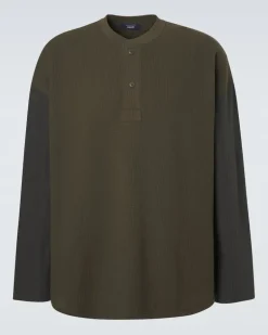 Comme des Garçons Homme Henley-Top aus Baumwoll-Jersey GrüN