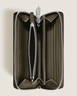 Continental-Brieftasche 12 cc mit Reißverschluss aus hochwertigem Leder - Khaki - Leder - MB221506 - Brieftaschen