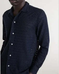 Cotton-Blend Lace Shirt Black