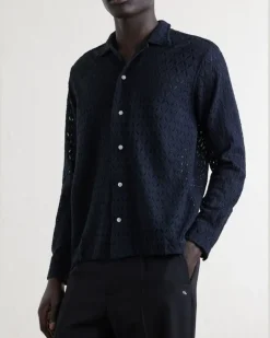 Cotton-Blend Lace Shirt Black