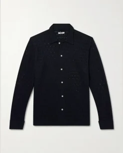 Cotton-Blend Lace Shirt Black