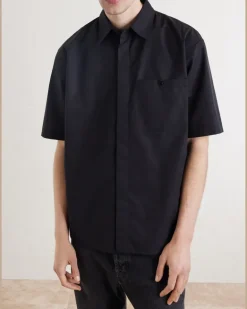 Cotton-Poplin Pyjama Shirt Black