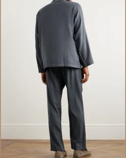 Cotton-Twill Pyjama Set Blue