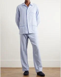 Cotton-Twill Pyjama Set Blue