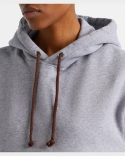 Cropped-Hoodie aus Baumwolle Grau