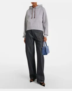 Cropped-Hoodie aus Baumwolle Grau