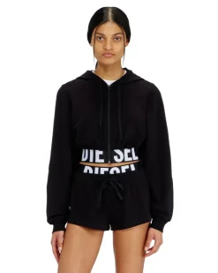 Cropped Hoodie mit Logo-Band - Oberteile - Damen - Schwarz
