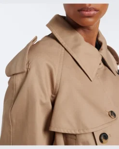 Cropped Trenchcoat aus Baumwolle Beige
