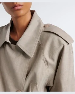 Cropped-Trenchcoat aus Wolle Beige