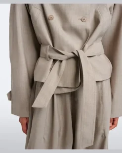Cropped-Trenchcoat aus Wolle Beige
