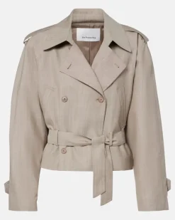 Cropped-Trenchcoat aus Wolle Beige