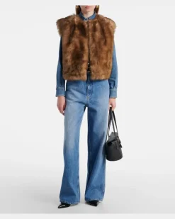 Cropped-Weste aus Shearling Braun