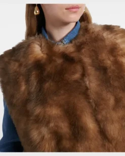 Cropped-Weste aus Shearling Braun