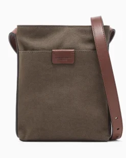 Crossbody Bag aus Canvas und Leder Braun