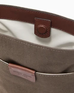 Crossbody Bag aus Canvas und Leder Braun