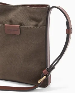Crossbody Bag aus Canvas und Leder Braun
