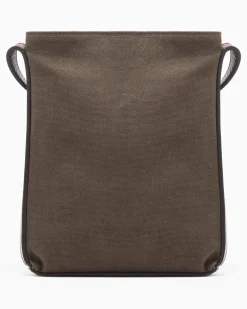 Crossbody Bag aus Canvas und Leder Braun