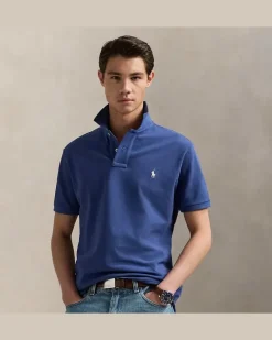 Custom-Slim-Fit Poloshirt aus Piqué Blue