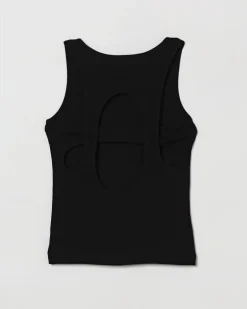 Cut-Out Baumwoll-Tanktop Schwarz