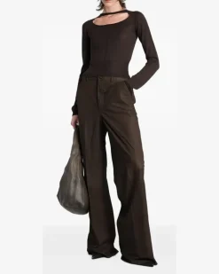 cut-out long-sleeve top - Braun