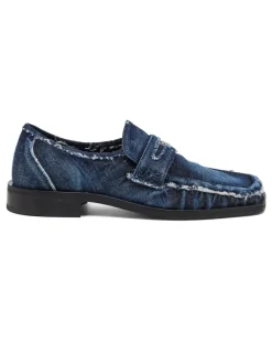 D-Amber - Penny Loafer aus ausgefranstem Denim - Mokassins und Mules - Herren - Blau