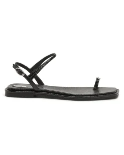 D-Amber - Sandale aus Leder mit metallischem Logo - Sandalen - Damen - Schwarz