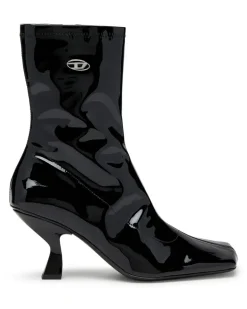 D-Amber-Stiefeletten aus Stretch-PU-Lackleder - Stiefeletten - Damen - Schwarz