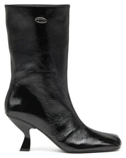 D-Amber-Stiefeletten mit quadratischer Spitze und Naplak-Effekt - Stiefel - Damen - Schwarz