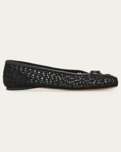 Damen Ballerina aus Makramee Schwarz Größe 5