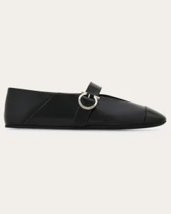 Damen Ballerina mit Gancini-Ornament Schwarz Größe 5