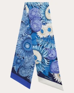 Damen Bandeau-Tuch mit Sonnenblumen-Print Blau