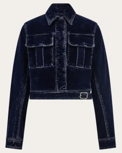 Damen Boxy-Jacke Blau