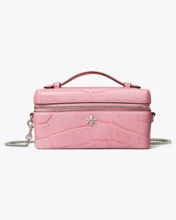 Damen Charlie Kosmetiktasche mit Krokoprägung Rose