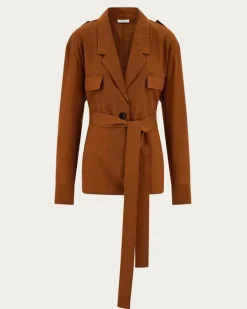 Damen Destrukturierter Blazer Braun