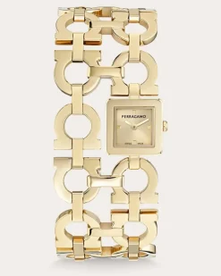 Damen Double Gancini Uhr Gold
