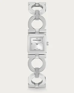 Damen Double Gancini Uhr Silber