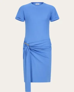 Damen Drapiertes Kleid Blau