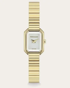 Damen Ferragamo Crystal Petite Uhr Weiß