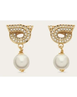 Damen Gancini Ohrringe mit Perle und Kristallen Gold