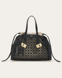 Damen Hug Handtasche (M) Schwarz