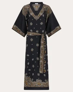 Damen Kaftan mit Arabesque-Print Schwarz