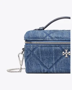 Damen Kira Kosmetiktasche aus Denim mit Rautensteppung kira Blue
